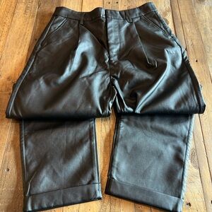 Brixton Aberdeen Women’s Vegan Leather Pants BNWT 27 Trouser Cropped Faux